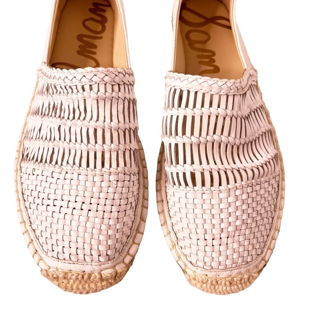 SAM EDELMAN Woven Leather Pen Espadrille Slip On Shoes Size 8 in White - Picture 2 of 14